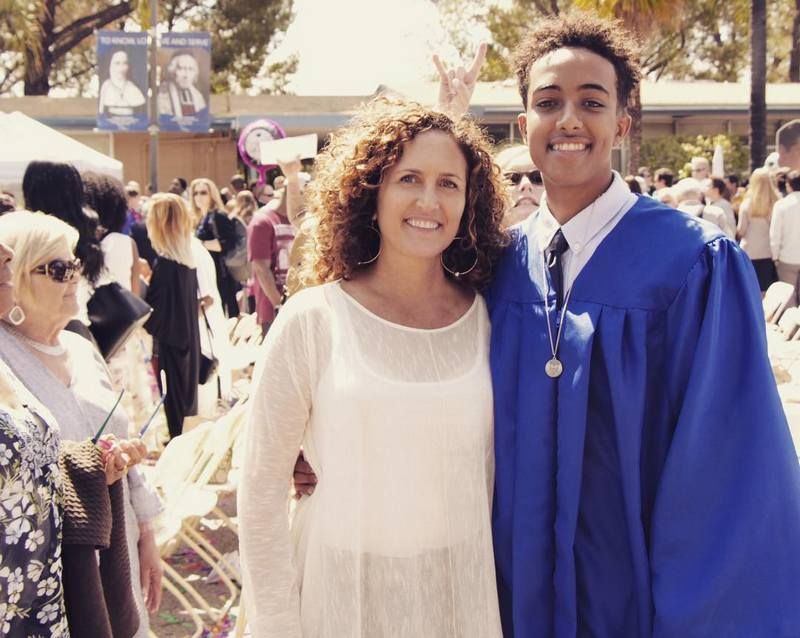 Cheryl Bonacci with her son Arsenio Jr. in his graduation day