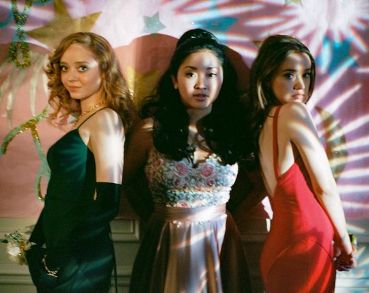 Emilija Baranac with Lana condor and madeline Arthur Madeline in the scene of "To All The Boys: P.S I Still Love You".