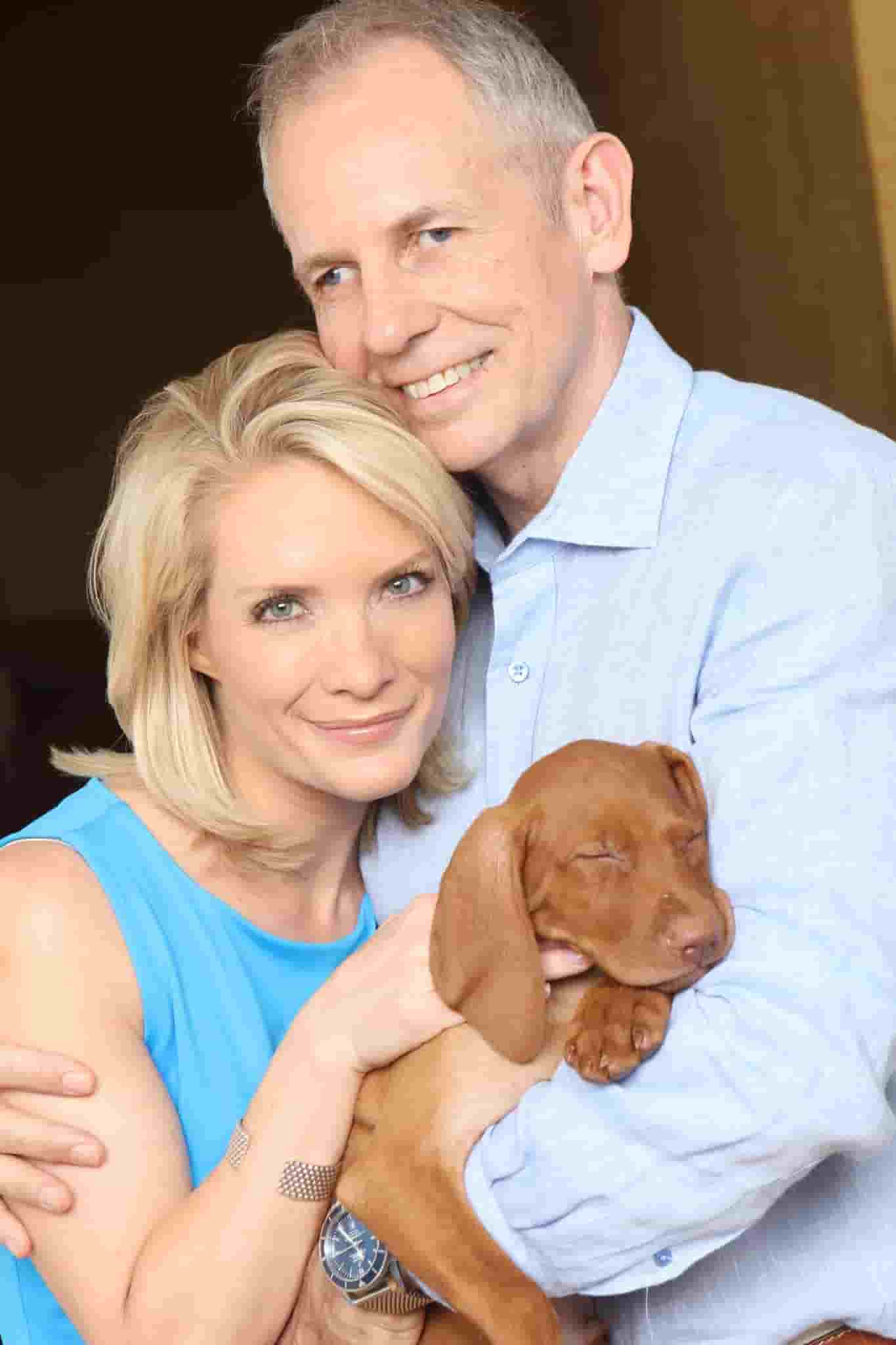 Peter McMahon with her with Dana Perino and their pet Jasper together when Jasper was just a little puppy.