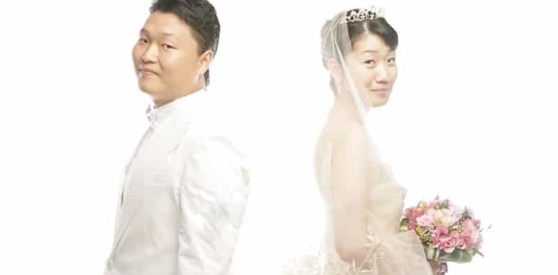 Yoo Hye-Yeon's and PSY on their wedding day.
